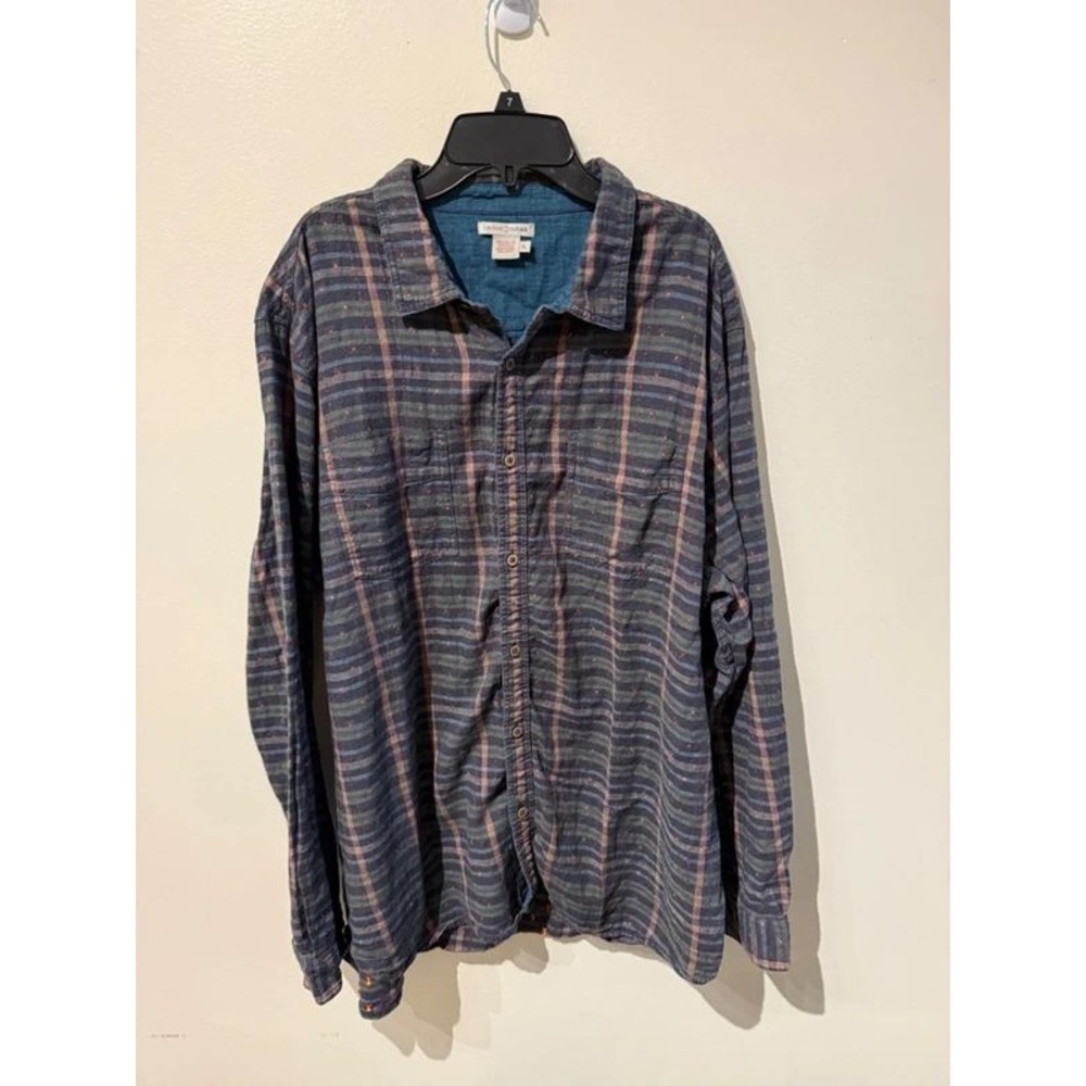 Carbon2Cobalt Mens XL Long Sleeve Plaid Button Down Shirt Blue Gray